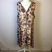 SIMPLY VERA VERA WANG Midi Dress XXL 2XL Womans Purple Floral Sleeveless V-neck