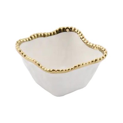 Pampa Bay Golden Salerno Porcelain Square Snack Bowl, White