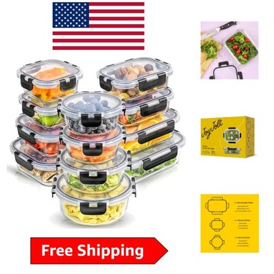 Versatile 24pc Airtight Glass Tupperware - Freezer Safe Meal Prep Containers