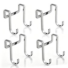 Stainless Steel Over Cabinet Drawer Double Hooks Kitchen Bathroom Narrow 4 Pack