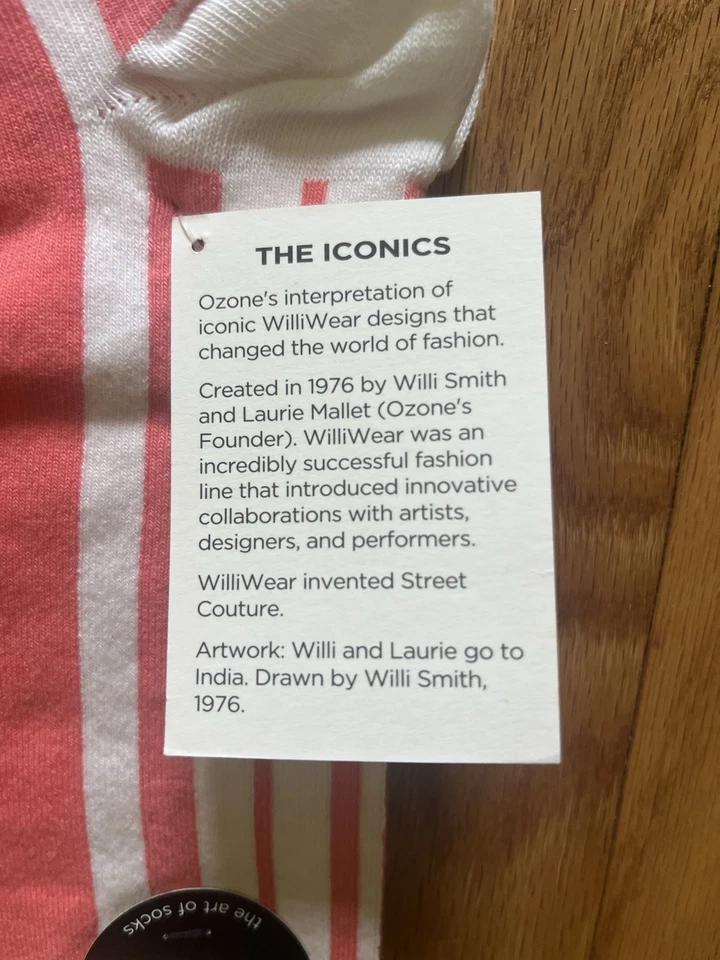 Ozone Iconics WilliWear Coral & White Cotton Blend Socks One Size Made Colombia - Image 3 of 4