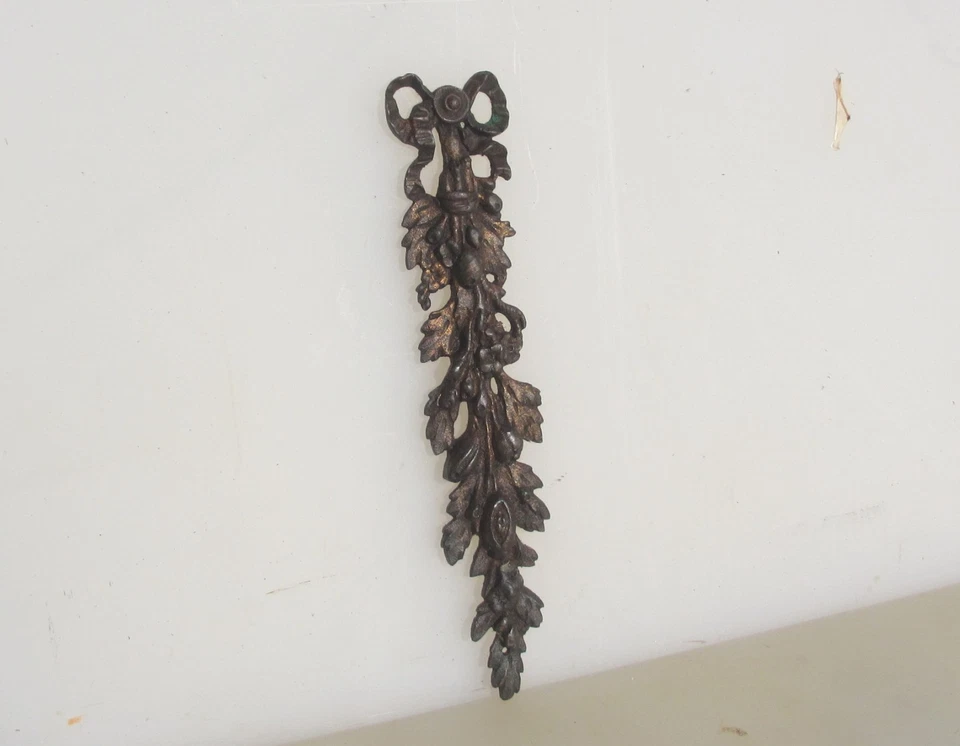 Victorian Brass Ormolu Furniture Hardware Mount French Antique Flower Rococo 7" - Image 4 of 4