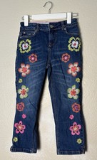 Mini Boden Floral Embroidered Jean Capri Spring Summer Flowers Girls 12Y