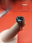 Sterling Silver 925 Ring With An Oval 9x7 mm Swiss Blue Topaz Surrounded By Czs  — photo 3