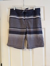 Mossimo Supply Co. Size 34 Men's Board Shorts Gray Stripe Swim Shorts 10" Inseam