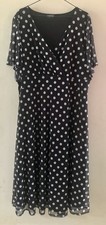 CurveWow Mesh Angel Sleeve Dress Black Polka Dot Size 24 Good Condition