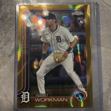 2025 Topps Chrome Baseball Gold Lava 1/50 Gage Workman First On Print Tigers RC
