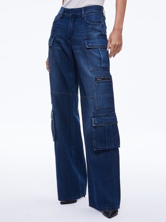 Alice + Olivia Cay Baggy Cargo Jean in Love Train Size 27