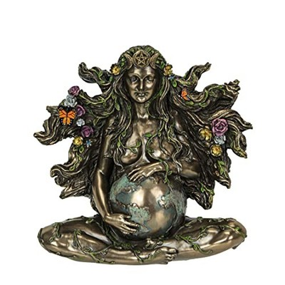 Veronese Design 6 7/8'' Sitting Pregnant Mother Gaia with Butterflies Resin