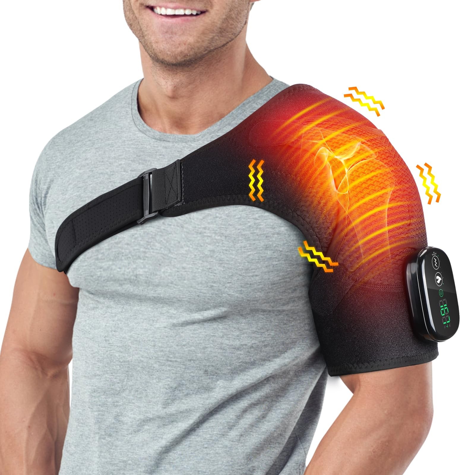 Cordless Shoulder Heating Pad, Shoulder Massager for Pain Relief Deep Tissue,...