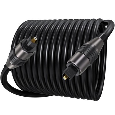 Optical Audio Cable 20 Ft Long, Fiber Toslink S/PDIF Optic 20 Feet, Black 