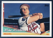 1994 Topps Traded Mike Mordecai Rookie Braves - SCARCE FACTORY SET CARD. rookie card picture