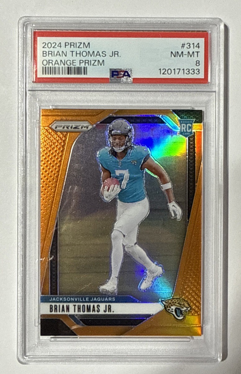 2024 PANINI PRIZM ORANGE PRIZM #314 BRIAN THOMAS JR. ROOKIE RC /249 PSA 8