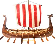 Authentic 60cm R&M Viking Drakkar Handcrafted Wooden Warship Model for Collector