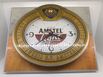 AMSTEL Light Beer Vintage Clock, Battery Operated Works