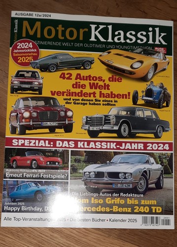 MOTOR KLASSIK AUSGABE 12a-2024 OLDTIMER MERCEDES VW PORSCHE JAGUAR ISO ANSEHEN!