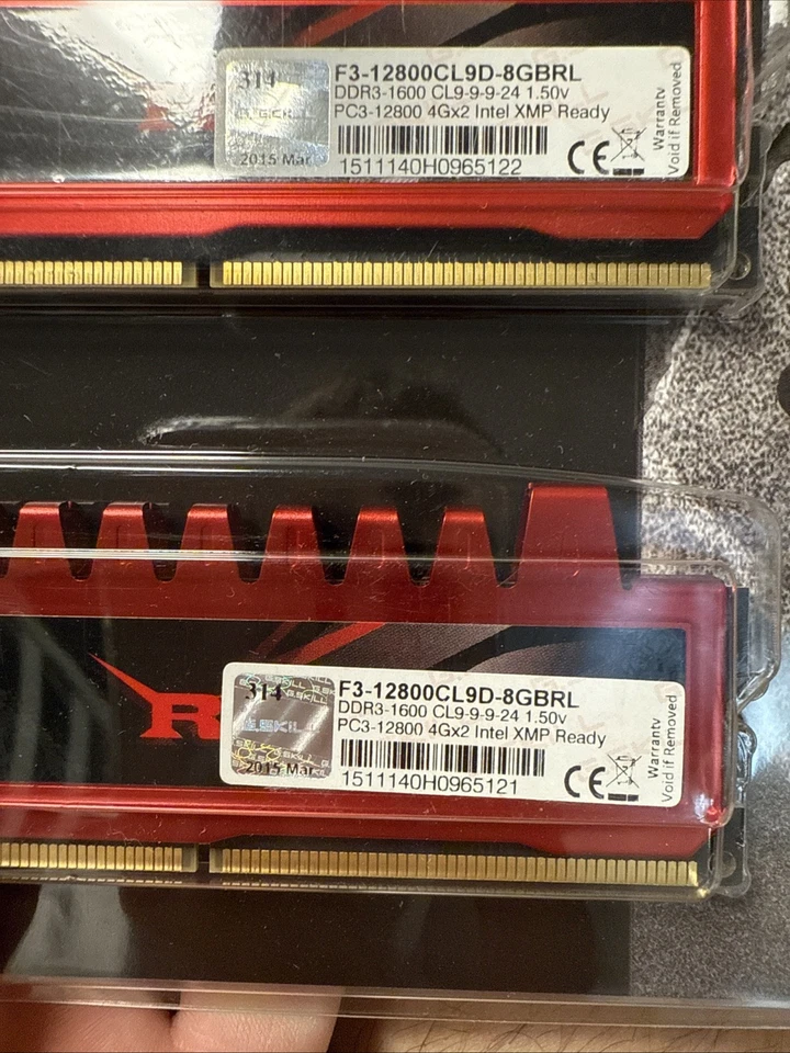 8GB (2x4GB) G.SKILL RIPJAWS DDR3 Ram Memory PC3-12800 1600MHZ F3-12800CL9D-8GBRL - Image 2 of 2