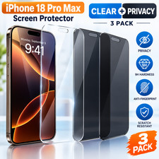 iPhone 18 Pro Max Screen Protector 3 Pack Tempered Glass 9H Clear Privacy