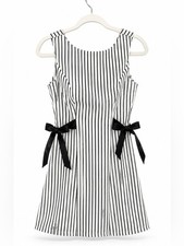 Wild Fable Black White Striped Tie Waist Mini Dress XS NWT