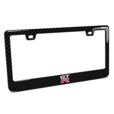 For Nissan Gt-r Black Real 3k Carbon Fiber Finish Plastic License Plate Frame