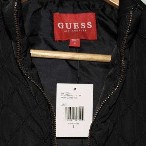 GUESS Pacey Quilted Vest Womens S Black Full Zip Pockets Lined Sleeveless image 3