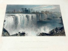 Original 1839 W.H. Bartlett The Genesee Falls Rochester American Scenery