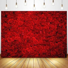Fabric Red Rose Backdrop Roses Flower Wall Background Valentine's Day Wedding