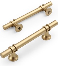 Amerdeco 10 Pack Matte Gold Cabinet Pulls 3.75 Inch 96MM Hole Centers