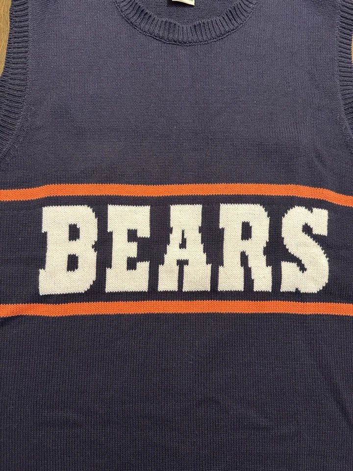 Mike Ditka Chicago Bears Lana Tejido Azul Naranja Suéter Chaleco Para Hombres M Manos Altas NFL Foto 2 de 4