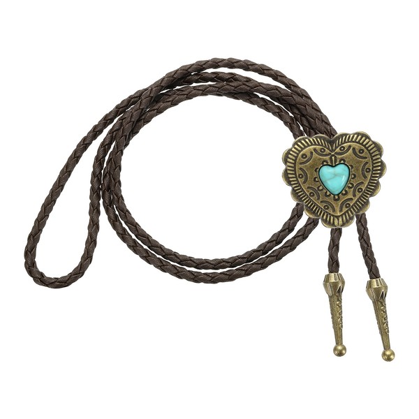 Vintage Bolo-Krawatte Gold/Dunkelbraun Leder Verstellbar-image