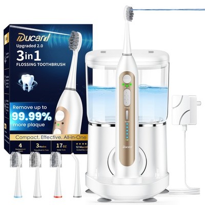 3-in-1 Electric Toothbrush with Water Flosser, Upgraded Flossing Toothbrush w...
