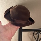 100% Wool Women’s Brown Fedora Soft Felt Hat Brown Ribbon Bow Size 7 — photo 4