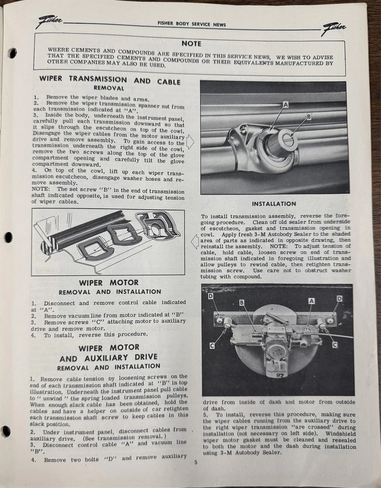 Pontiac Chieftain 1953 juego de 2 carrocerías servicio noticias raro Fisher manual de reparación Foto 4 de 4
