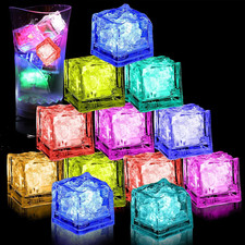 12 PCS Light up Ice Cubes for Drinks,Reusable Flashing Glow in the Dark Ice Cube
