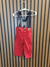 Cat & Jack Suspender Pants Baby Boy 12M Red H...