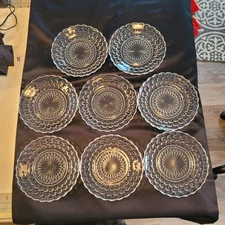 Set Of 8 Vintage Anchor Hocking Clear Bubble Dessert Snack Plates 6.5"