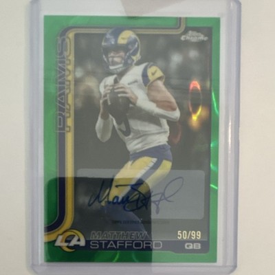 2025 Topps Chrome MATTHEW STAFFORD Green AUTO /99, LA Rams MVP SP