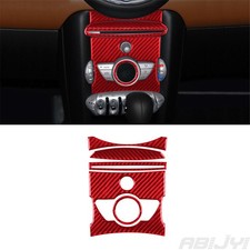 5pcs For Mini Cooper Red Carbon Fiber Interior Central Console Cover Trim Type B