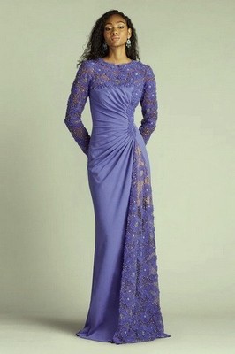 Tadashi Shoji Purple Haze Sagamore Ribbon Flower Embellished Gown Size 8 $618