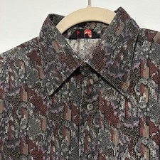Vintage BVD XK Disco Shirt 70s Dagger Collar Crazy Print Button Up Shirt Men s