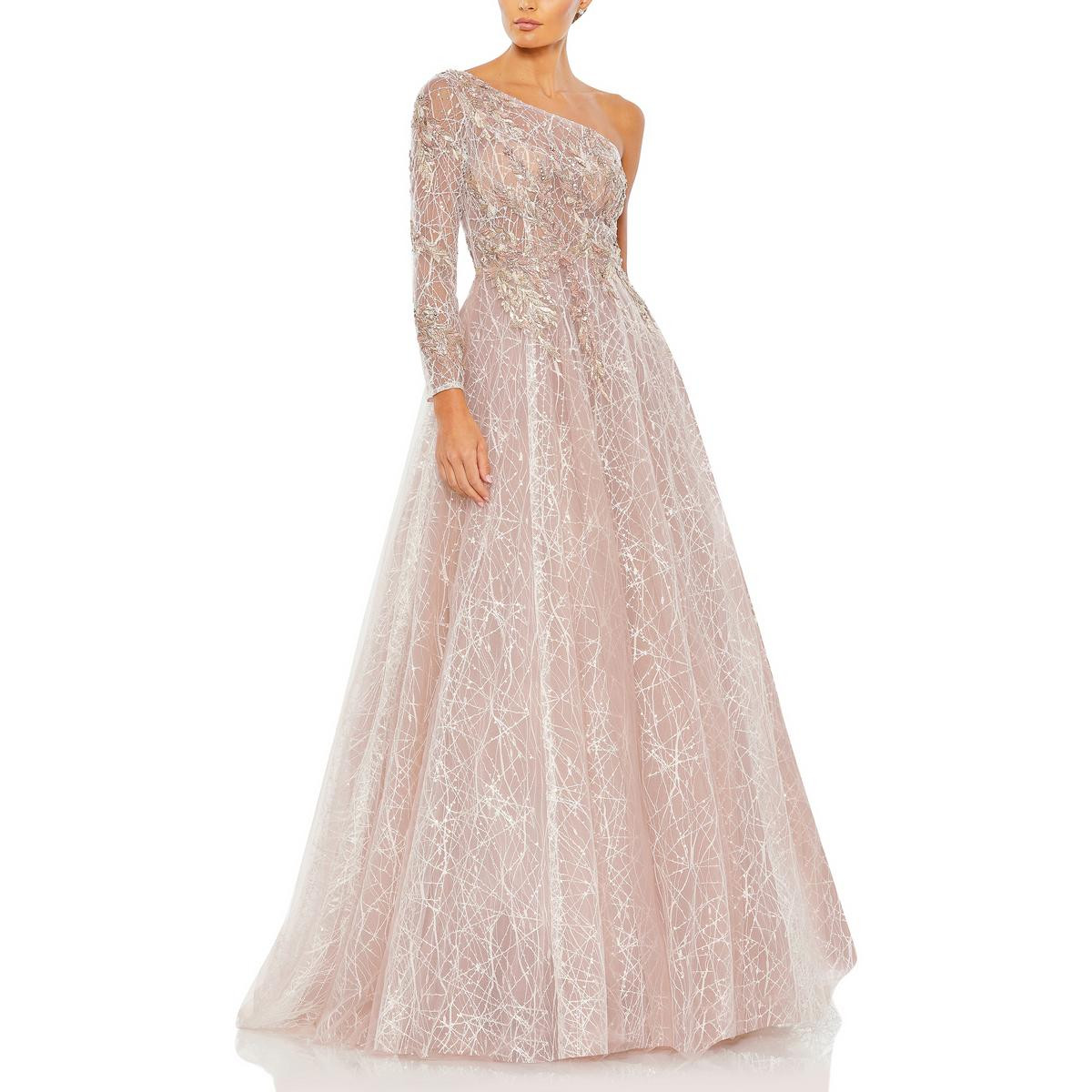 Женское розовое вечернее платье из тюля Mac Duggal с украшением 16 BHFO 2366