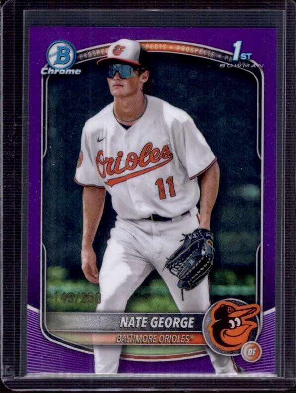 NATE GEORGE 2025 Bowman Chrome 1st #BCP-184 Purple Refractor Rookie RC #143/250