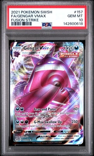 2021 POKEMON SWORD & SHIELD FUSION STRIKE #157 FULL ART/GENGAR VMAX PSA 10