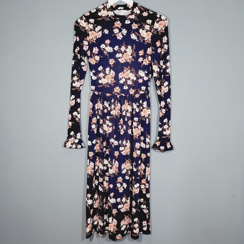 NEU MIT ETIKETT NEU MISS SELFRIDGE KLEID 8 SCHWARZ GEBLÜMT LANG ETUIKLEID STRETCH TAILLE SOMMERky29