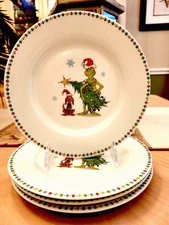 DR. SEUSS HOW THE GRINCH STOLE CHRISTMAS SIDE SALAD PLATES SET OF 4 NEW 2025