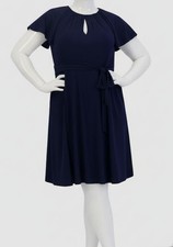 Jessica Howard Women's Blue Ruched Keyhole Self-Tie Dress Plus Sz 20W