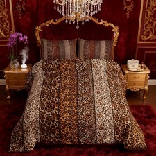 Leopard Print Comforter Set Full Size,Wild Animals Cheetah Skin Texture Rusti...