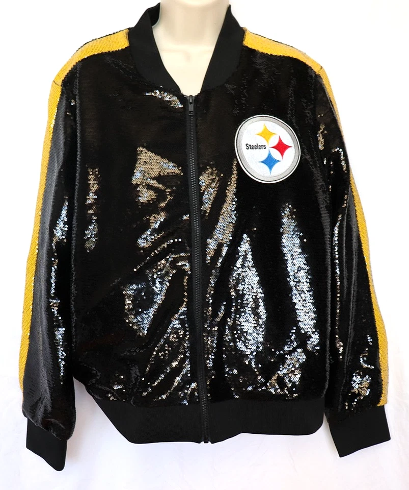 *NUEVO CON ETIQUETAS* Chaqueta ombre de lentejuelas NFL con licencia para damas, elige tu equipo/talla (precio de venta sugerido por el fabricante 160 USD) Foto 2 de 4