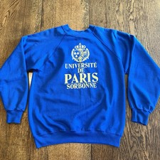 Vtg 80s University Paris Sorbonne TeeJays Sweatshirt M Medium USA Made France