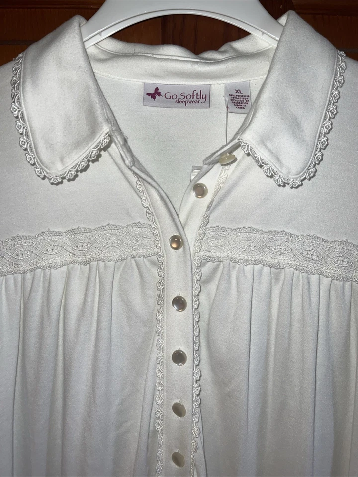 Go Softly Flannel Night Gown Ivory Sz X-Large NWT - Image 2 of 4
